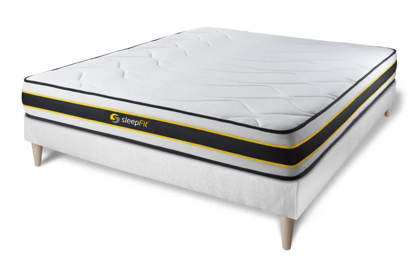 Ensemble Matelas Sommier 135x190 cm - Sommier Blanc (en kit) - Flexy