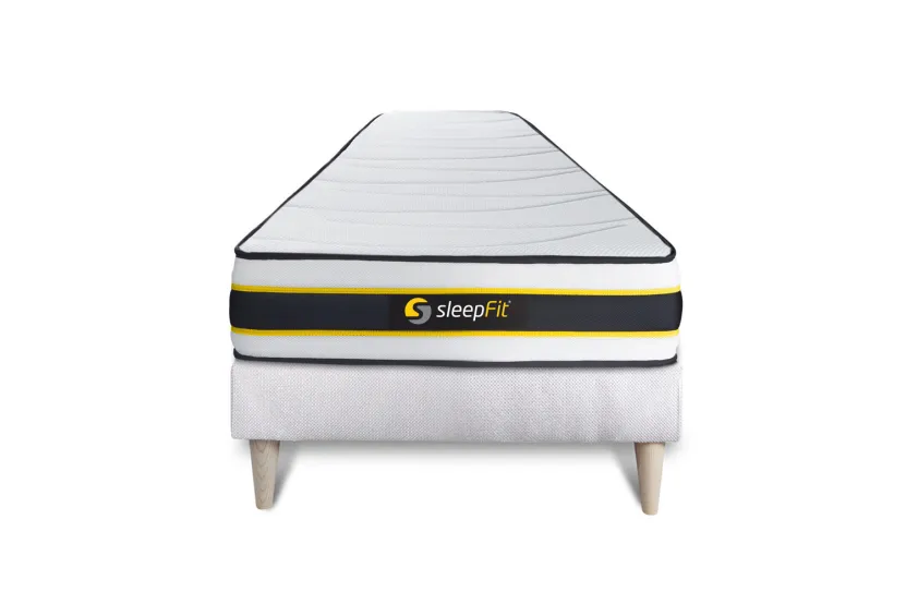 Ensemble Matelas Sommier 90x190 cm - Sommier Blanc (déjà monté) - Flexy