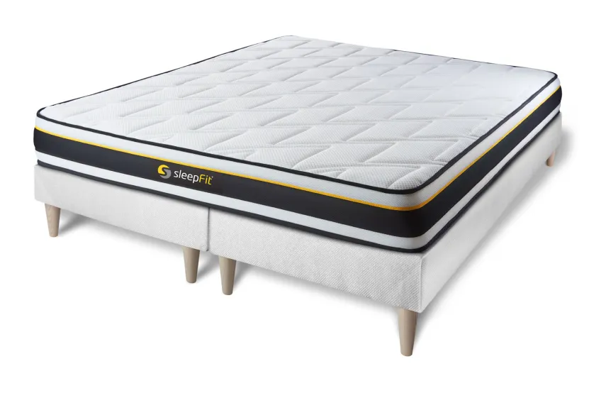 Ensemble Matelas Sommier 160x200 cm - 2 Sommiers Blanc - Soft