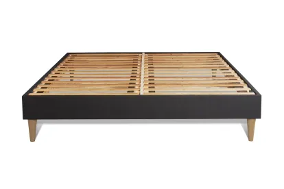 Pack lit complet 160x200 cm - Matelas + Sommier Noir (en kit) + 2 oreillers + Couette - Active