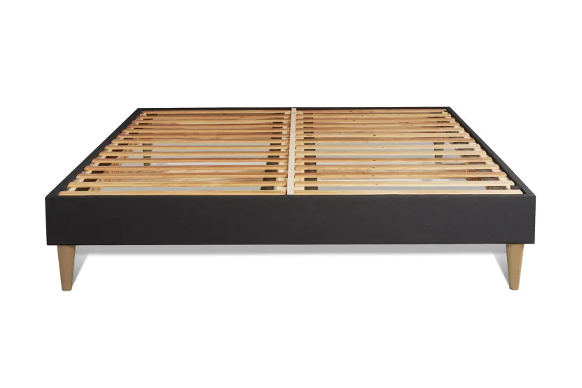Pack lit complet 160x200 cm - Matelas + Sommier Noir (en kit) + 2 oreillers + Couette - Active