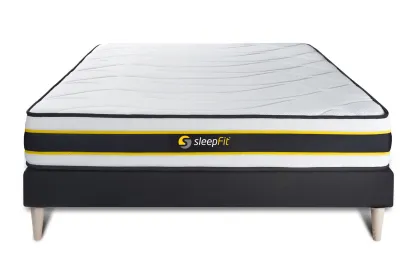 Ensemble Matelas Sommier 135x190 cm - Sommier Noir (en kit) - Flexy