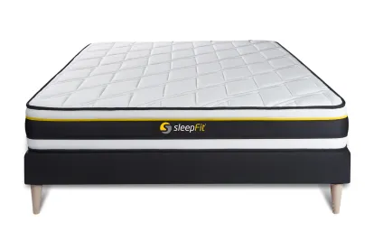 Ensemble Matelas Sommier 120x220 cm - Sommier Noir (en kit) - Soft