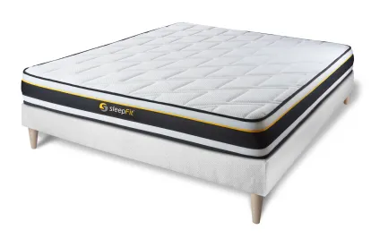 Ensemble Matelas Sommier 160x210 cm - Sommier Blanc (en kit) - Soft