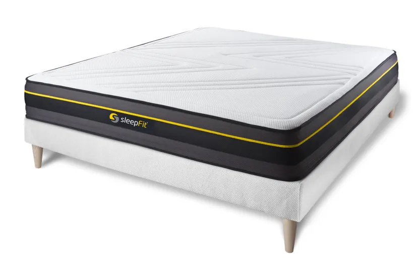 Ensemble Matelas Sommier 160x200 cm - Sommier Blanc (déjà monté) - Active