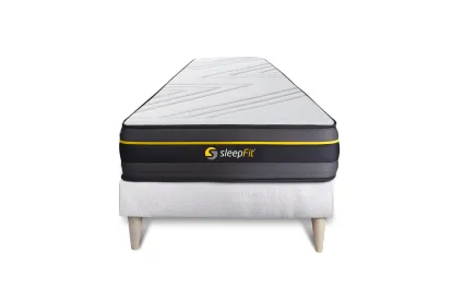 Ensemble Matelas Sommier 90x190 cm - Sommier Blanc (déjà monté) - Active