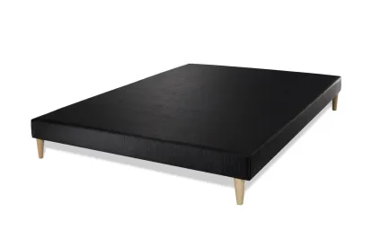 Pack lit complet 160x200 cm - Matelas + Sommier Noir + 2 oreillers + Couette - Ultra